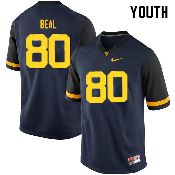 NCAA Youth Jesse Beal West Virginia Mountaineers Navy #80 Nike Stitched Football College Authentic Jersey AI23S75ZW